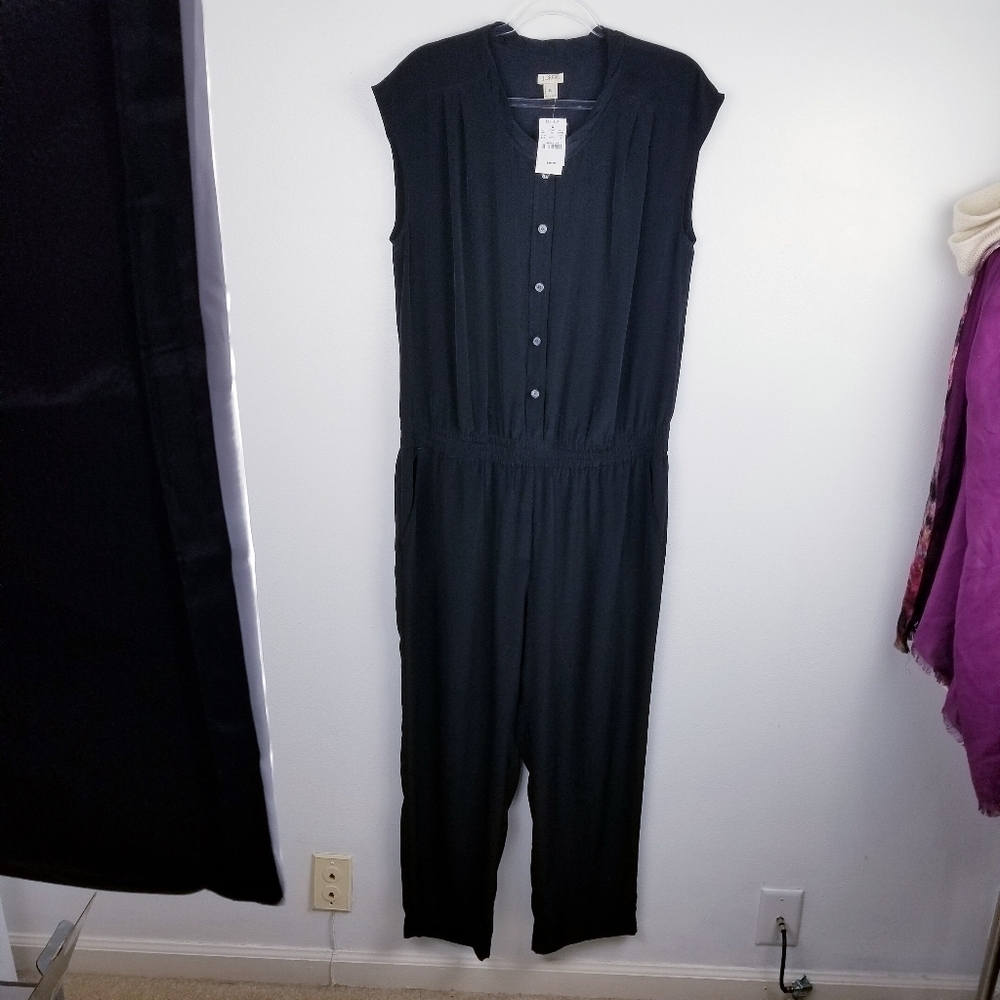 J. Crew Black Satin Sleeveless Romper NWT size 14